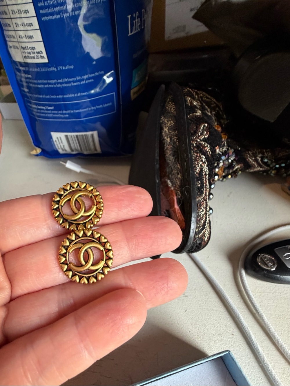 Fashion Jewelry Gold-Tone Interlocking Logo Circle Earrings - Picture 3 of 6